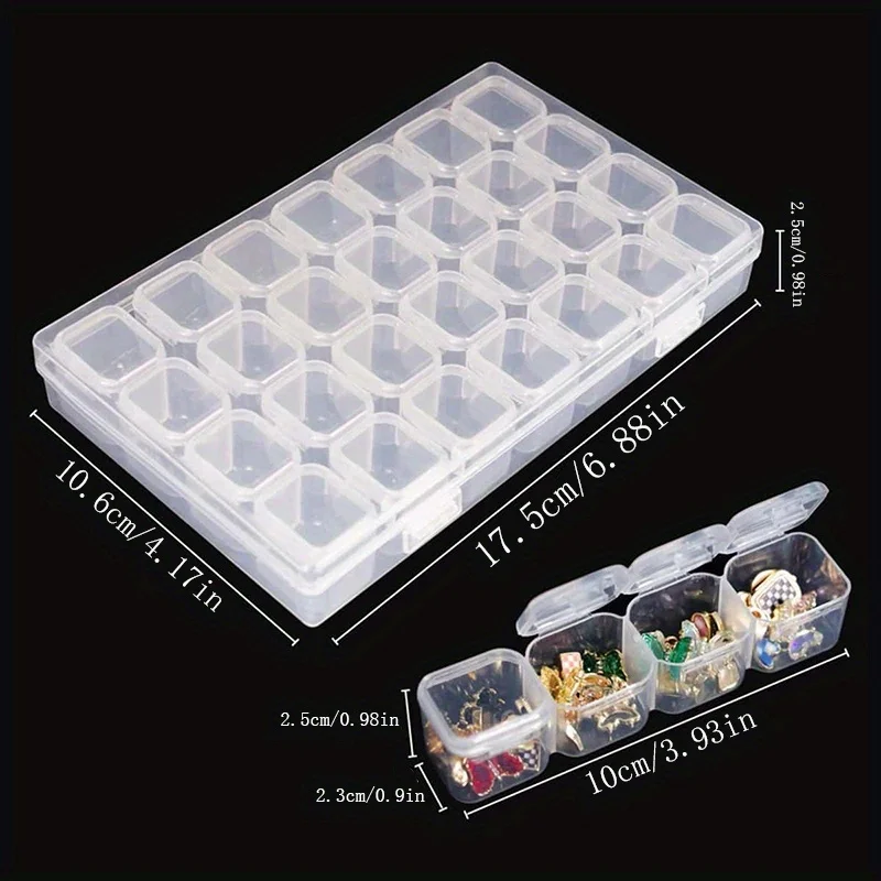 Transparent and Mix Colors Nail Art Tools Storage Box Compartment Organizers Transparent Plastic Storage Case