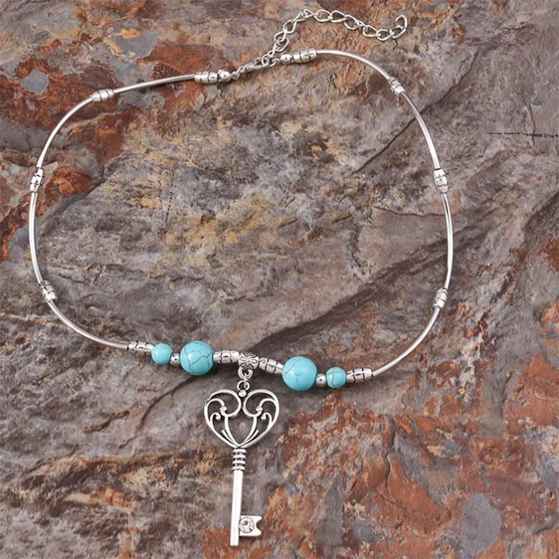 Aihua Neue Heiße Retro Tibetische Versilberte Schlüssel-Halskette Anhänger Vintage Ethnische Bohemian Schmuck für Frauen Neu in der Halskette – Detail 4