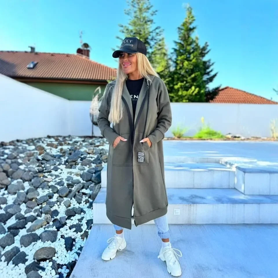 

Женская повседневная спортивная флисовая толстовка больших размеров с длинными рукавами и капюшоном, женская модная однотонная куртка на молнии, ветровка