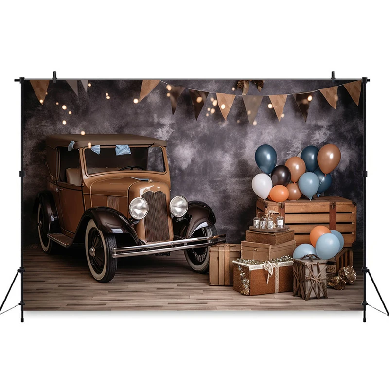 Mocsicka Balloon Birthday Party Decoration Photography Background Retro Room Light Car Baby Prop Backdrop Photo Studio Photocall