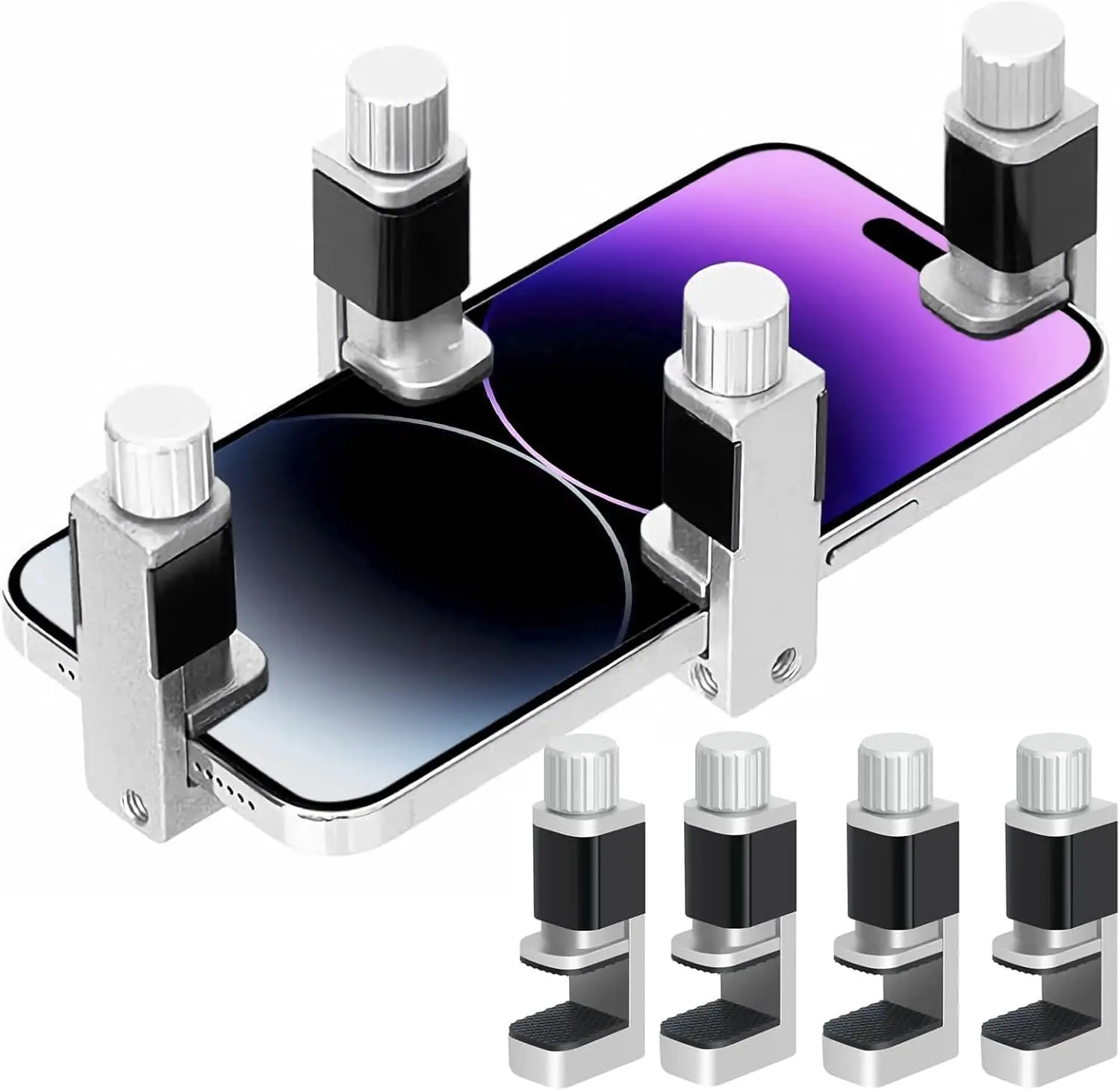 4Pcs Phone Screen Repair Tools Adjustable Screen Fastening Clamp Universal Screen Clip Fixture Tools Compatible for iPhone, iPad