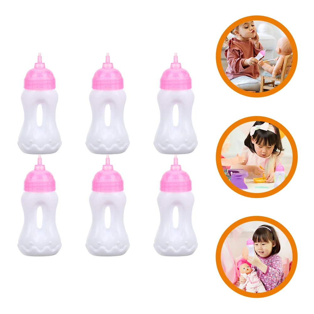 6 Pcs Baby Shower Gift Accessories Feeding Bottle Miniature Milk Bottles Party Favors Dolls Playset