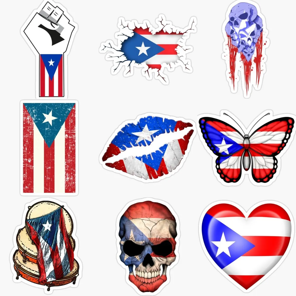 

Creative Puerto Rico PR Flag Emblem Skull PVC Waterproof Stickers for Decorate Car Van Room Helmet Camper Bumper Bicycle Wall
