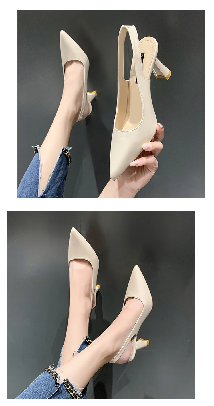 Sandalias retro de tacón grueso con punta abierta para mujer, zapatos de trabajo sin talón, profesionales, de corte bajo, a l...