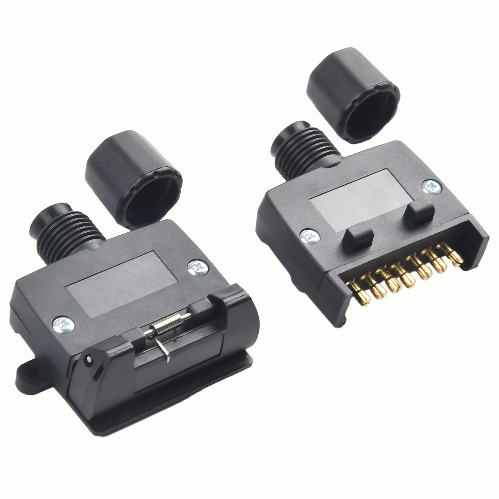 7 Pin Flat Trailer Plug Male & Female Socket Set Caravan Boat Adaptor Connector 12V DC Cross Slotted Copper Needles