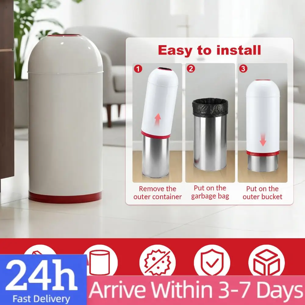 

58L Large Waste Container with Removable Inner Bucket Bullet Outdoor Trash Bin Suitable for Hotels Restaurants and Coffee Shops