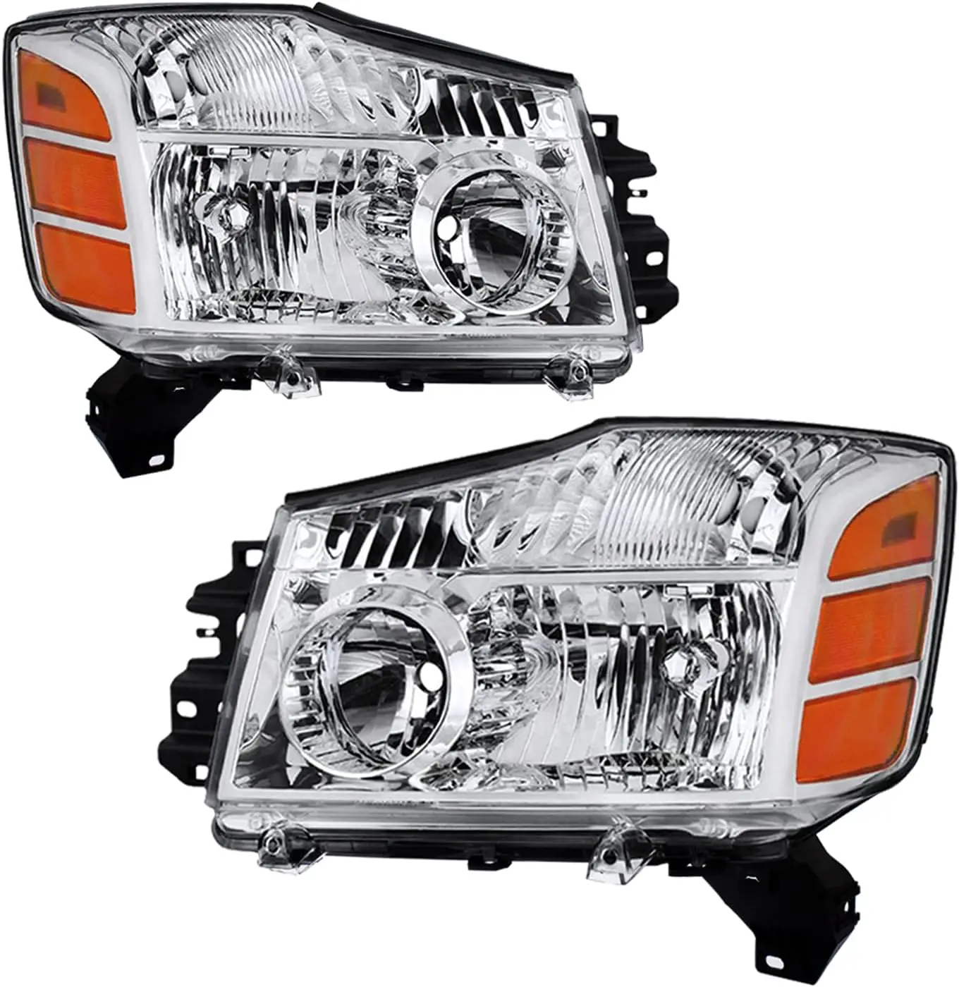 

Headlight Assembly Compatible with 2004-2015 Nissan Titan / 05-07 Armada OEM Replacement Headlamp Passenger and Driver Side Chro