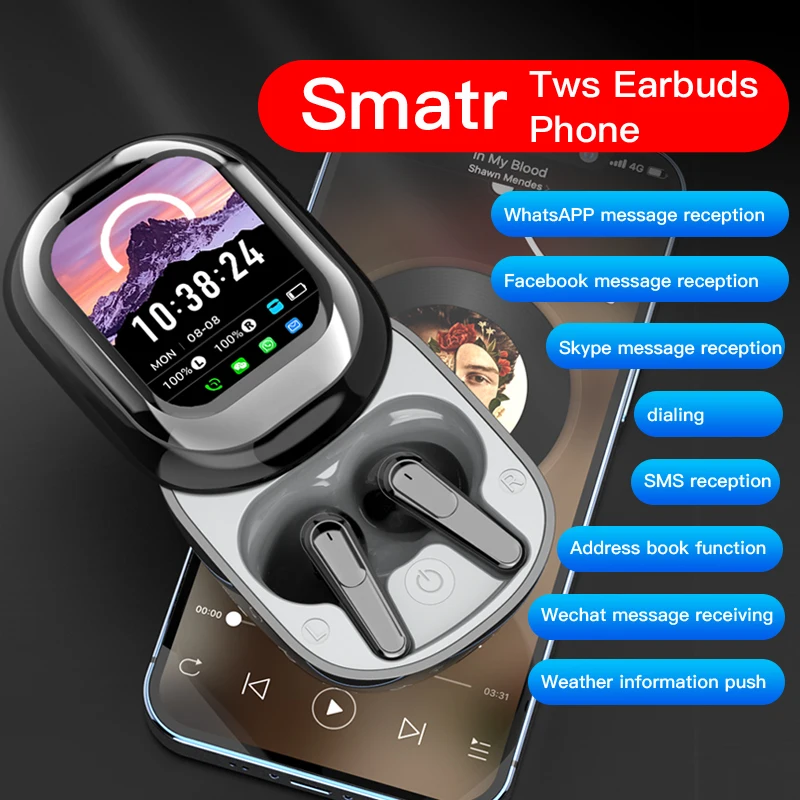 2025 New Smart Full-color Touch Screen Slider Design Earphones Wireless Bluetooth Noise Canceling Ultra-Long Standby Earbuds