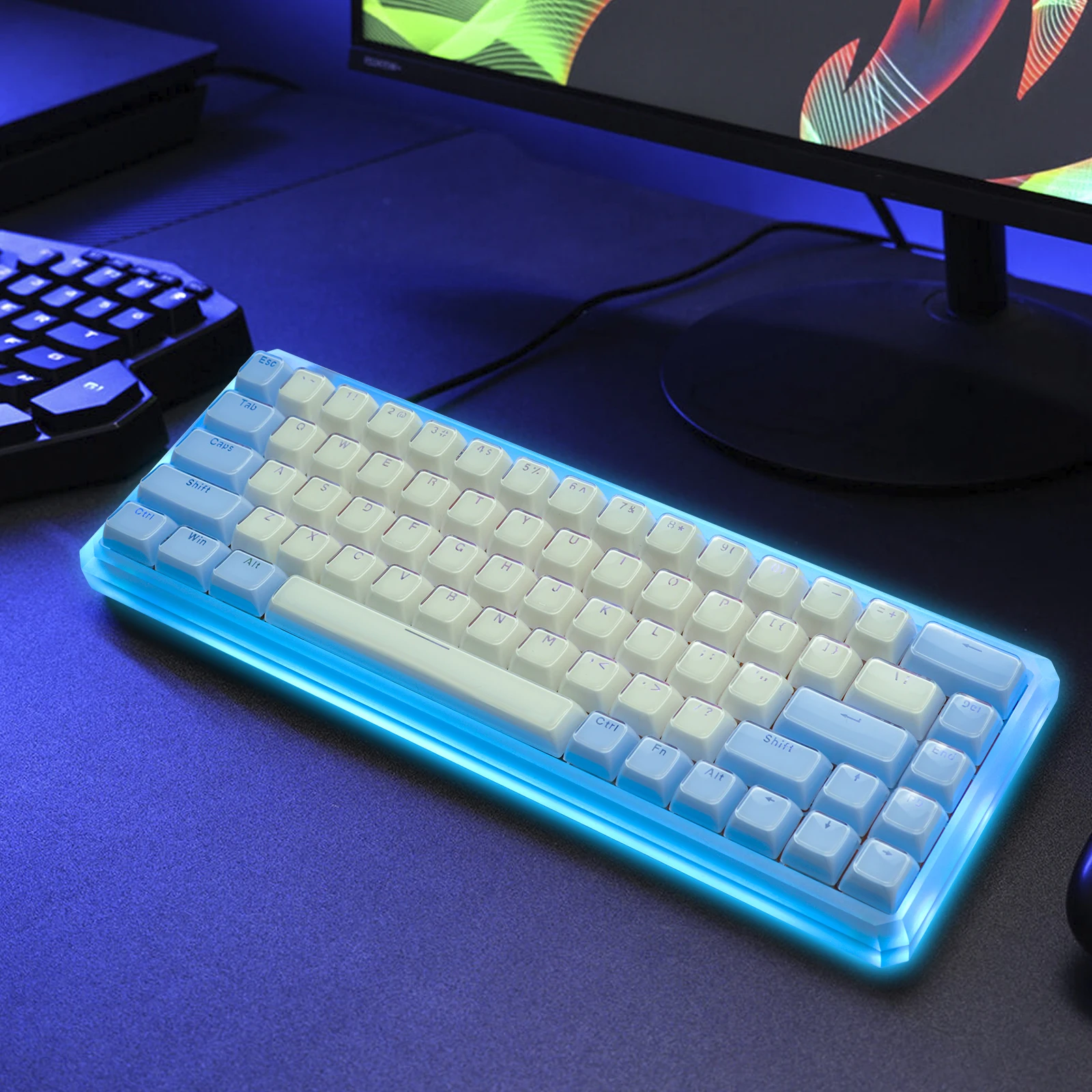 Imagem -02 - Conjunto de Teclado Ice Crystal Rgb Backlit Keycaps Perfil Cereja Teclados Mecânicos Ansi Padrão Layout Iso