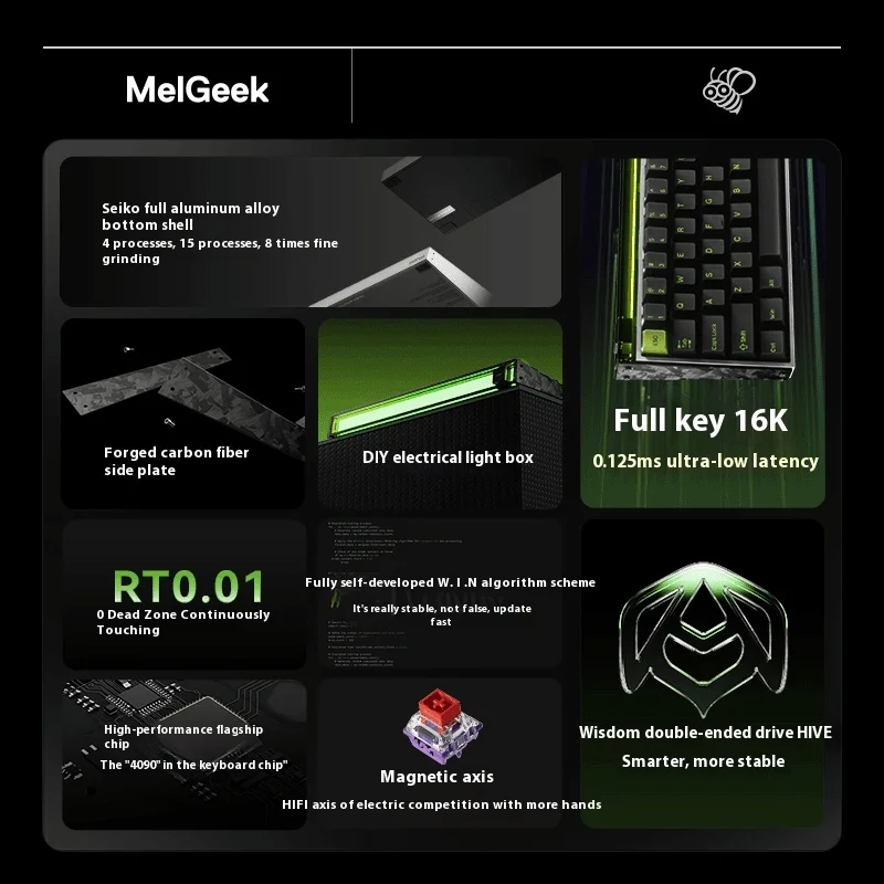 Imagem -05 - Teclado Melgeek Made68 Ultra E-sport Taxa de Digitalização 8k Dupla Taxa de Polling 8k Alumínio Cnc 001 mm rt Socd Dks Snap Tap Rgb