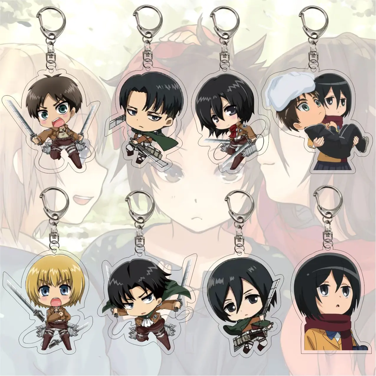 Chaveiro Attack on Titan 5 5CM Acrílico Anime Chaveiro Mikasa Levi Eren Acessório Cosplay