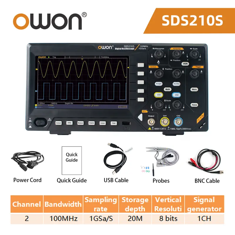 Owon Digital Oscilloscope SDS210S SDS215S SDS220S SDS200 2-channels 100Mhz 150Mhz 200Mhz 1GS/s FFT+ 25MHz 14Bit Signal Generator - Image 10