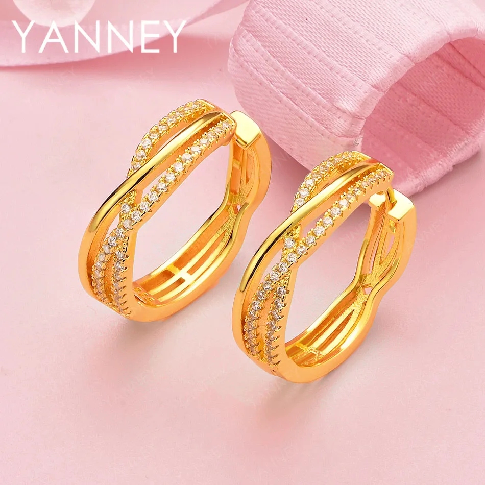 

Роскошные женские серьги из стерлингового серебра 925 пробы с золотым перекрещенным цирконием, гламурный свадебный аксессуар в подарок