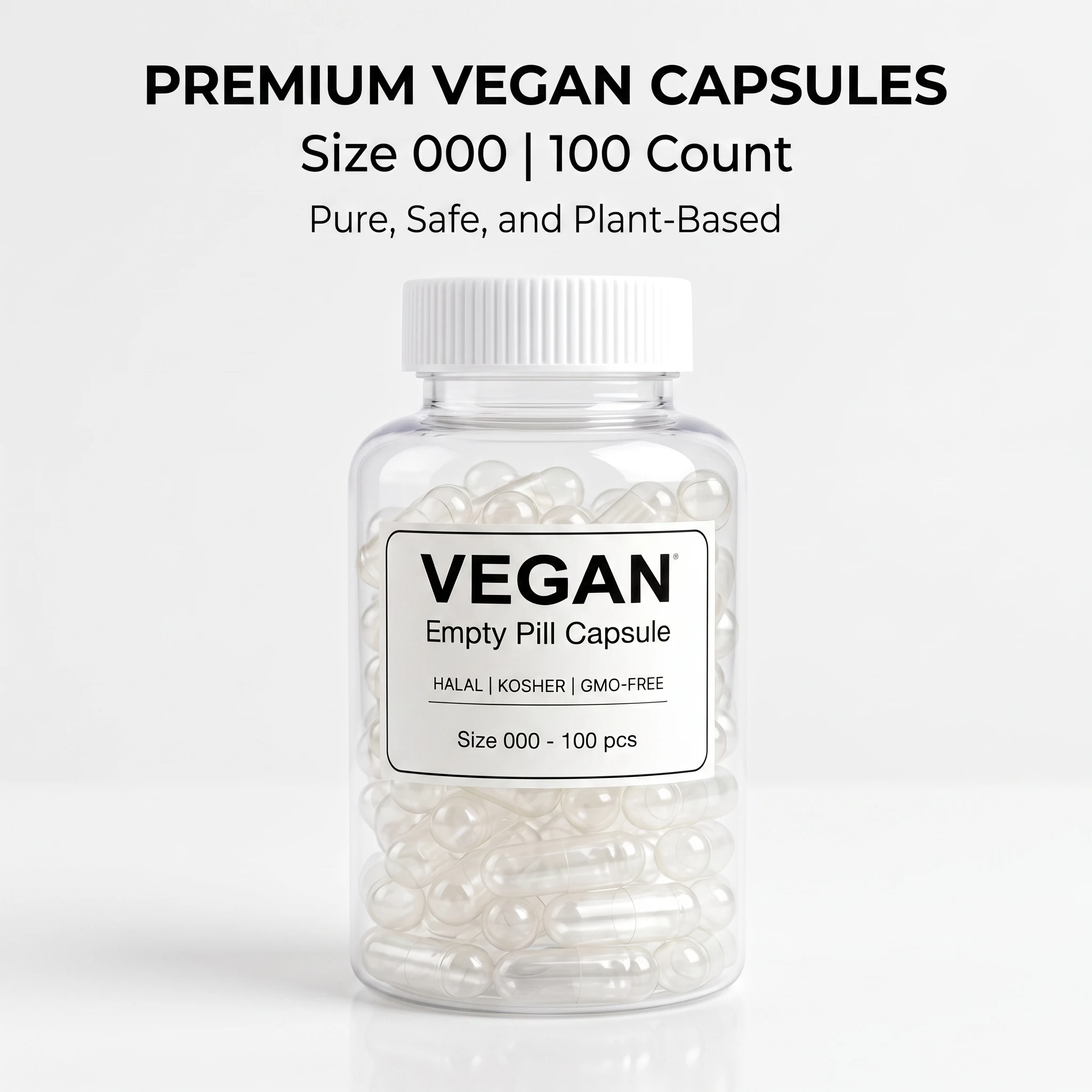 Vegan 00 Kosher Halal HPMC Hollow Capsule Empty Softgel Shell for Nutritional Supplements 100% Plant-Based Pharmaceutical Grade