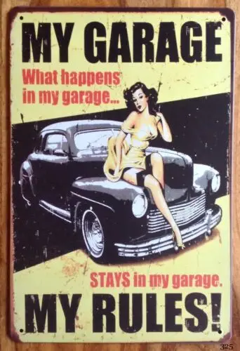 MY GARAGE MY RULES Metallschilder Retro-Plakette Lustige Werkzeug-Schuppen-Blechschilder Hausgeschenk-Aluminium