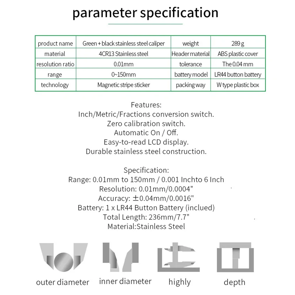Штангенциркуль с ЖК-цифровым дисплеем, микрометр из нержавеющей стали, измерительные приборы для установки, ремонта, работы