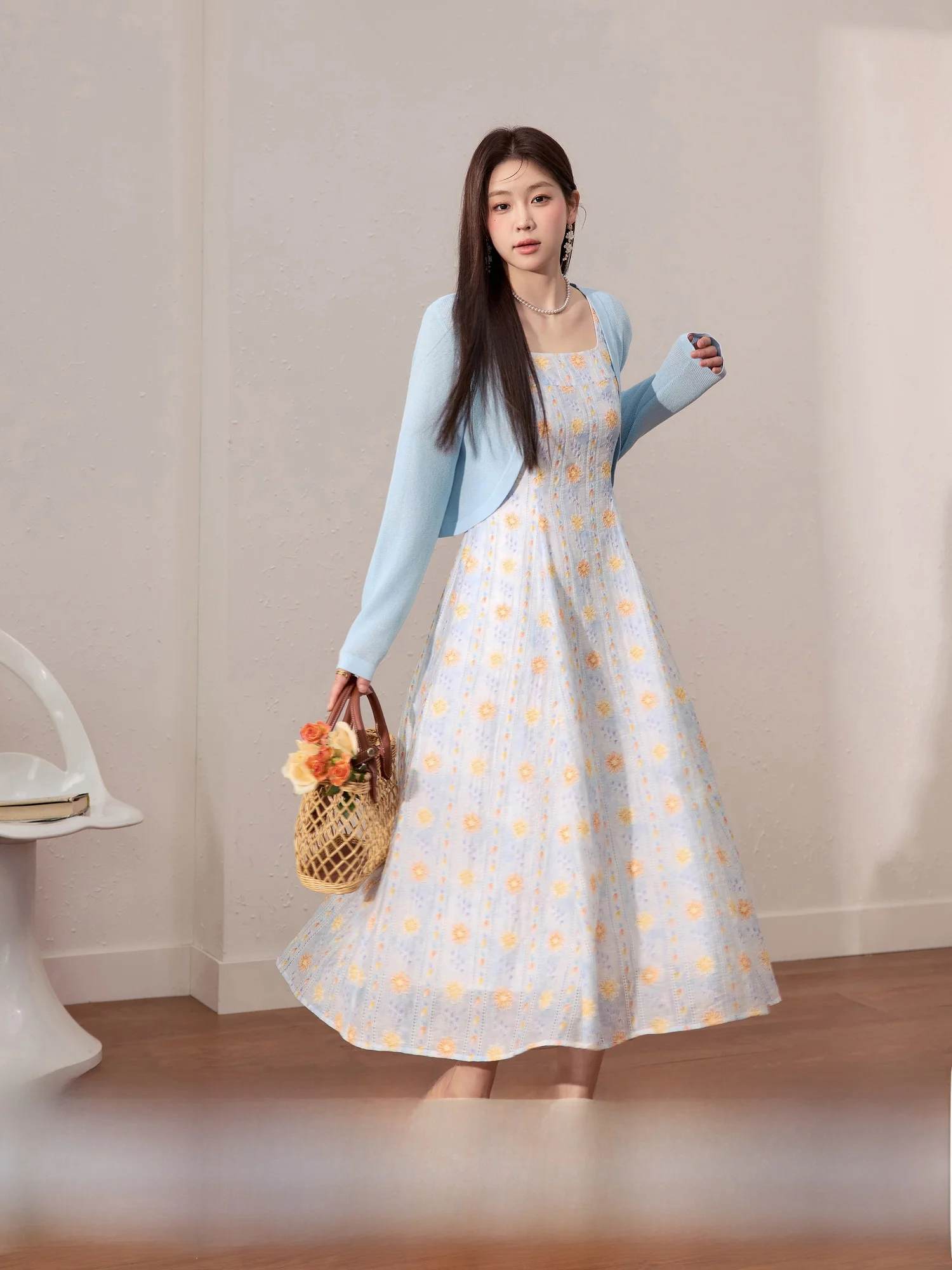 

Blue Language plus Size Women's Summer New Sle Silk Floral Print Vest Dr Sun Protection Open Cardigan Beautiful Dr Set