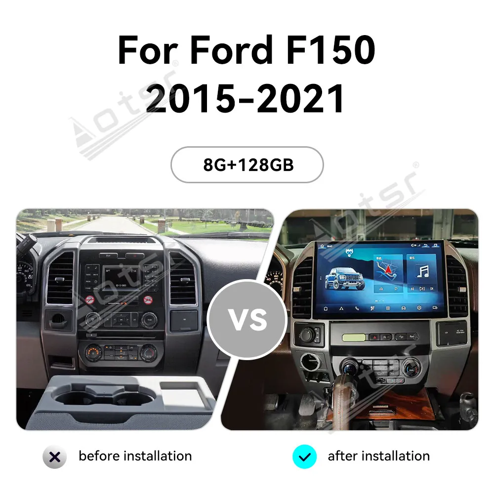 14.6 Inch Car Radio GPS Navigation Multimedia System For Ford F150 2015-2021 Carplay Stereo Head Unit Old To New Upgrade Kit