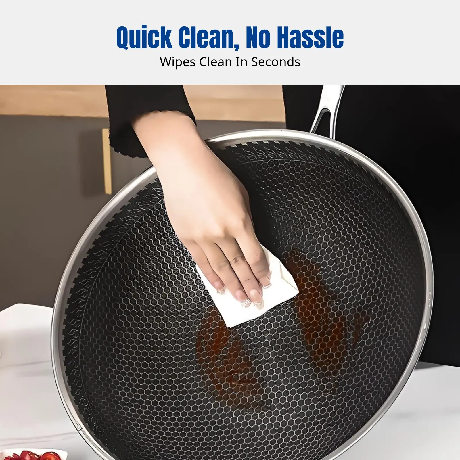 

Антипригарная сковорода-вок из нержавеющей стали 304, шестиугольная, без покрытия, устойчивая к истиранию, с плоским дном, для профессиональной кухни