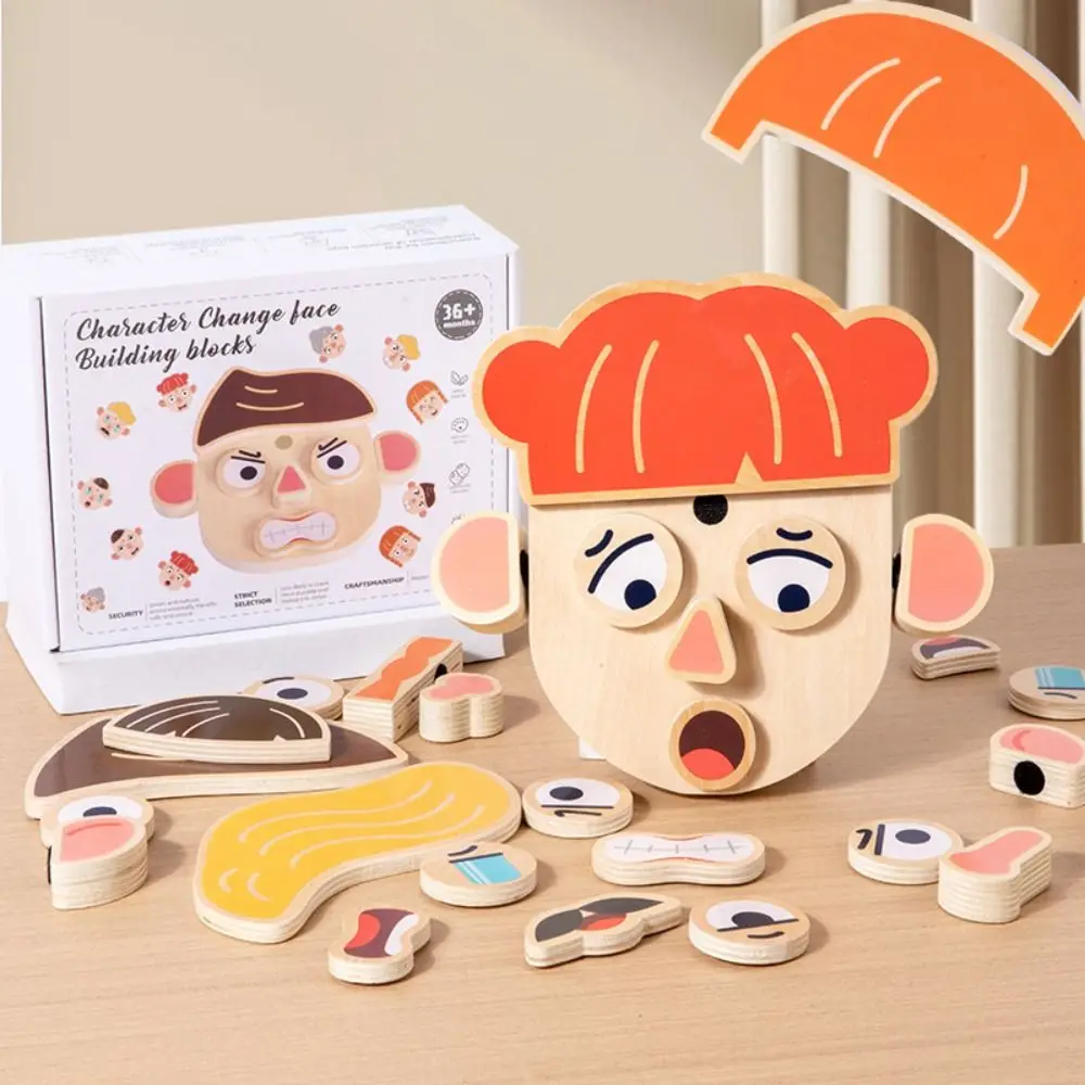 

Игрушки-головоломки, 3D пазлы с животными, игрушки, персонаж Монтессори, деревянные блоки для изменения лица, портативная интерактивная игра на соответствие формы