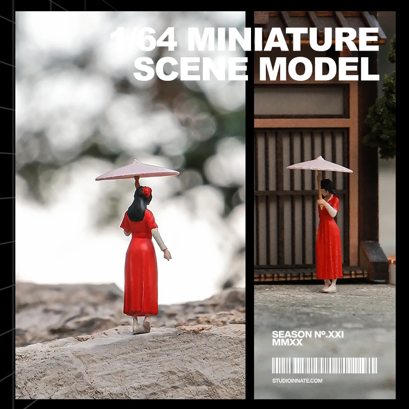 Ancient Chinese Style Hanfu Umbrella Beauty 1:64 Flute Warrior Miniature Figure Model Sand Table Resin Miniature Figure - Image 4