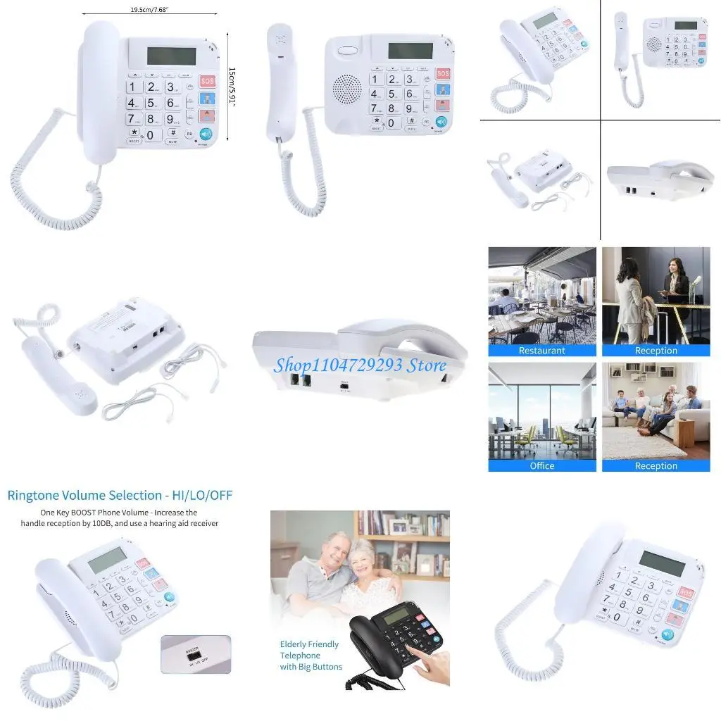 Y2GD Desktop Corded Landline Phone with LCD Display CallID Number Storage Desk Phone