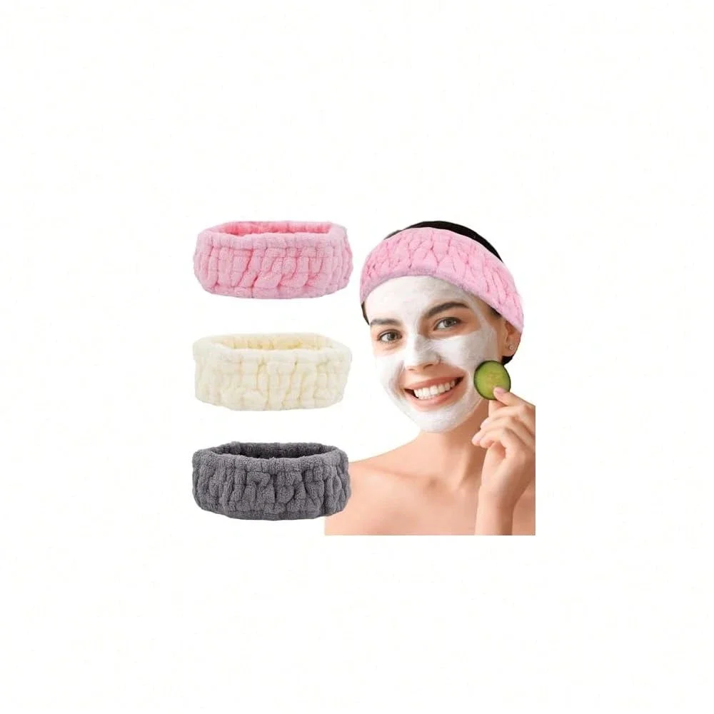 

Microfiber Spa Headband 3 Pack Soft Terry Cloth For Face Washing Facial Mask Makeup Shower Yoga Women