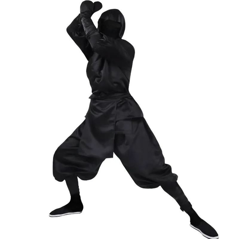 Cool Ninja Halloween Costumes Japanese Men Women Black Ninja Cosplay Suit Set Top Pants Performance Costume Clothes