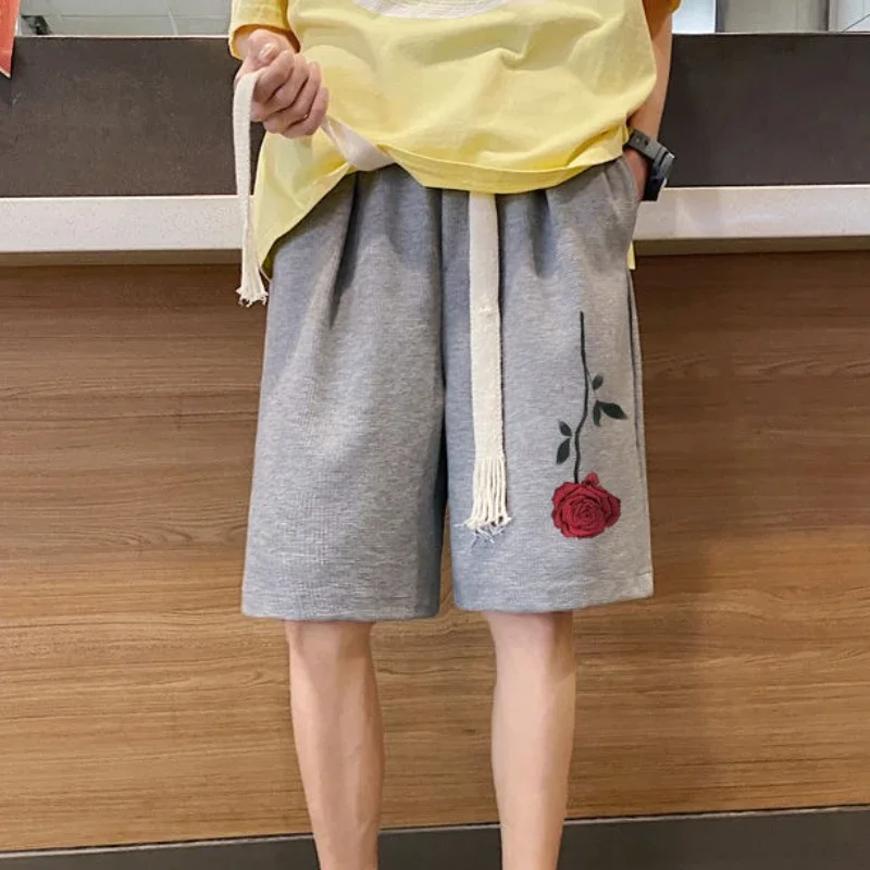 

Широкие спортивные свободные шорты с карманами для бега, мужские короткие брюки, мешковатые новые стильные шорты в корейском стиле для мужчин