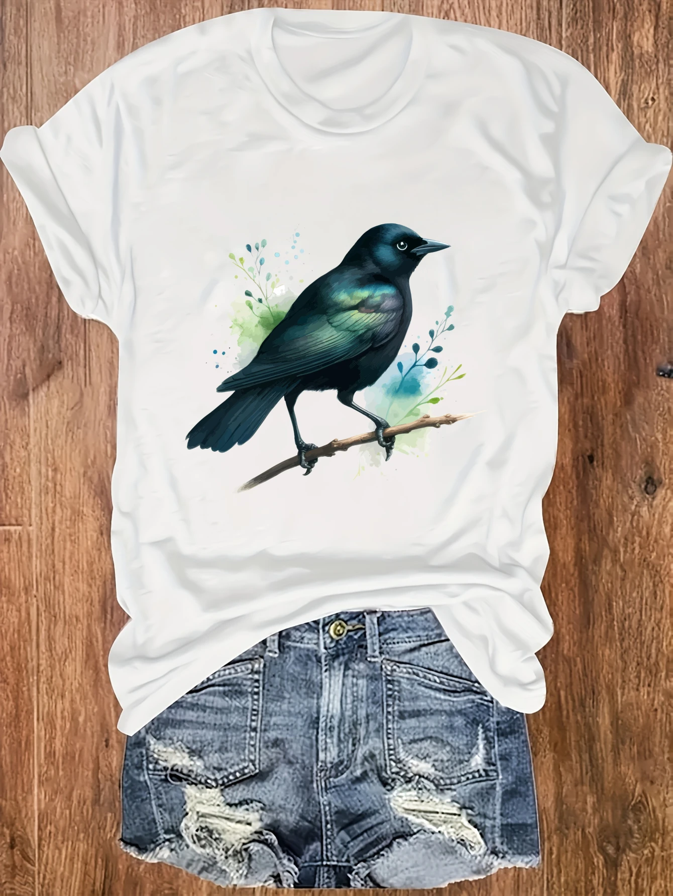 

Women's plus size tank top Black Bird On Branch With Flowers Suitable for sports and daily wear womens clothes sleeveless casual