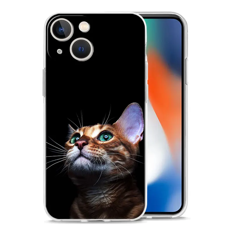 かわいい猫の背景を備えた耐衝撃性漫画電話ケース,iPhone 15, 14, 13, 12, 11 pro max,xs,x,xr,7,8 plus,ラグジュアリー用の柔らかく透明なケース
