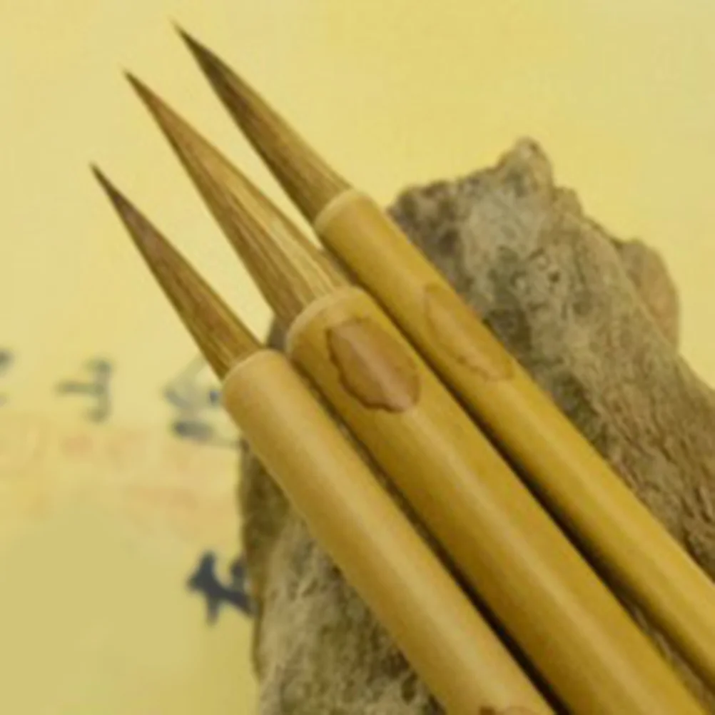 

3Pcs Chinese Calligraphy Weasel Hair Brushes for Watercolor Painting Sumi Ink Calligraphy Drawing School Art Supplies