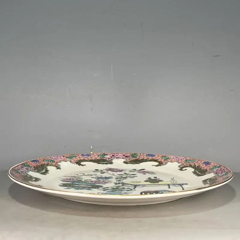 Antique Porcelain Collection Qing Qianlong Colorful Flower Pattern Appreciation Plate Creative Ornament Chinese style Home Decor