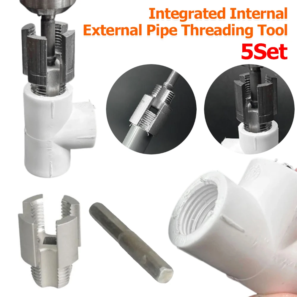 

5PCS Pipe Thread Cutting Tool Integrated Internal External Pipe Threading Tool DN15 DN20 Pipe Threading Tool for Electric Drill