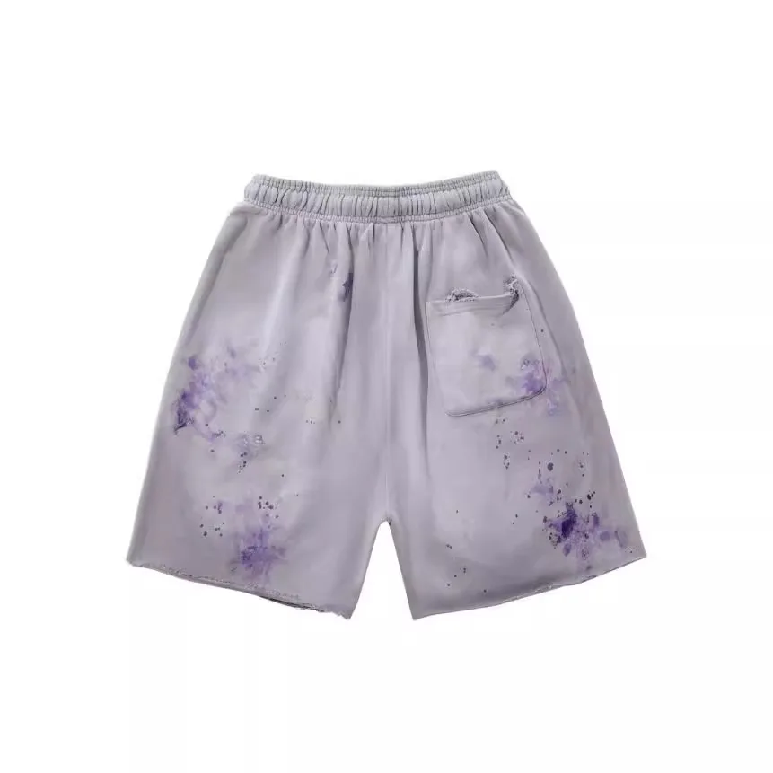 Sssaint Louis 2026 Hand-painted ink graffiti - Dirty water wash technique to create distressed shorts