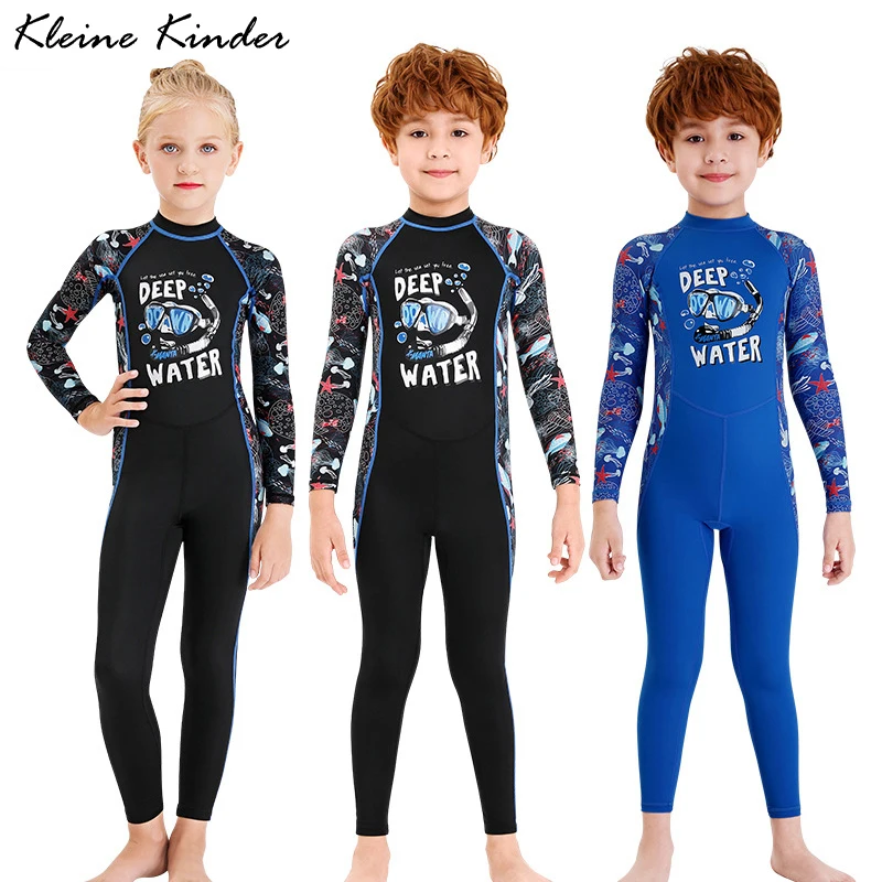 

Children's Surfing Diving Suit Long Sleeves Sunscreen Swimsuit for Girls Boys Quick Dry Overalls One Piece Jumpsuit Swimwear