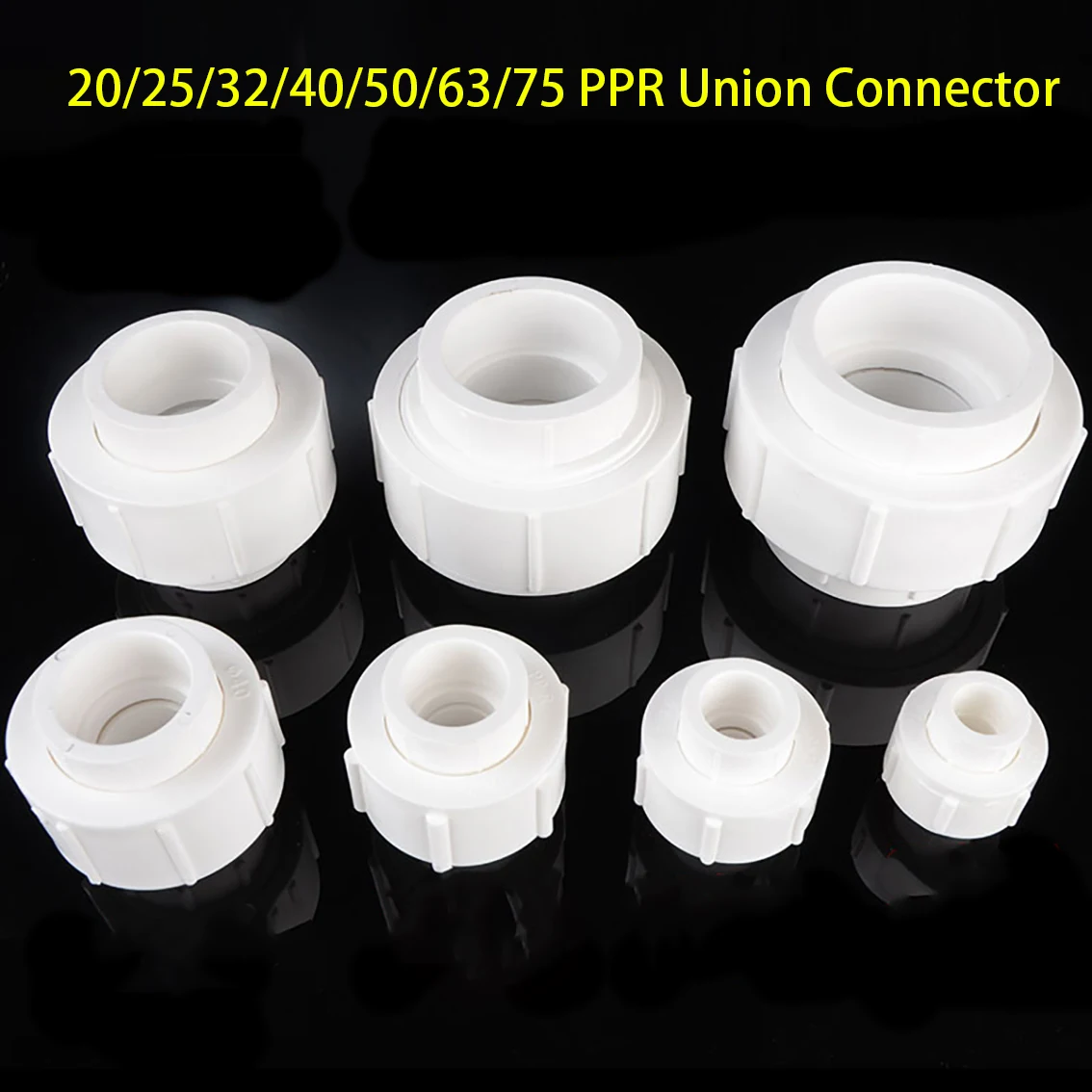 

1pcs 20/25/32/40/50/63/75mm PPR Union Plastic Connector Water Pipe Fitting Adapter Hot Melt Pipe Home Renovation Joint