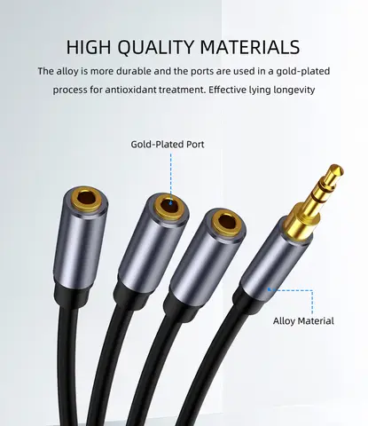 Hörlurssplitter Ljudkabel 3,5 mm Hona till 3 Hane Jack 3,5 mm Splitter Adapter Aux-kabel för iPhone Samsung MP3-spelare 6 best sales jack-splitter - №3