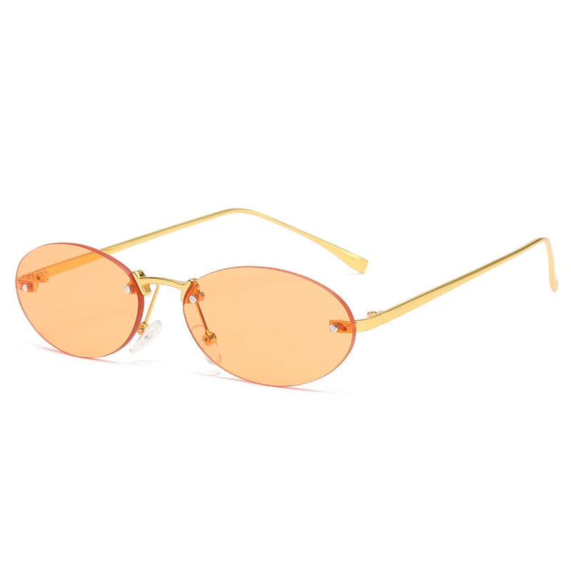 Randlose ovale Sonnenbrille weibliche Vintage kleine Rahmen Sonnenbrille Frauen Mode klare Farbverlaufsglas Sonnenbrille Shades UV400