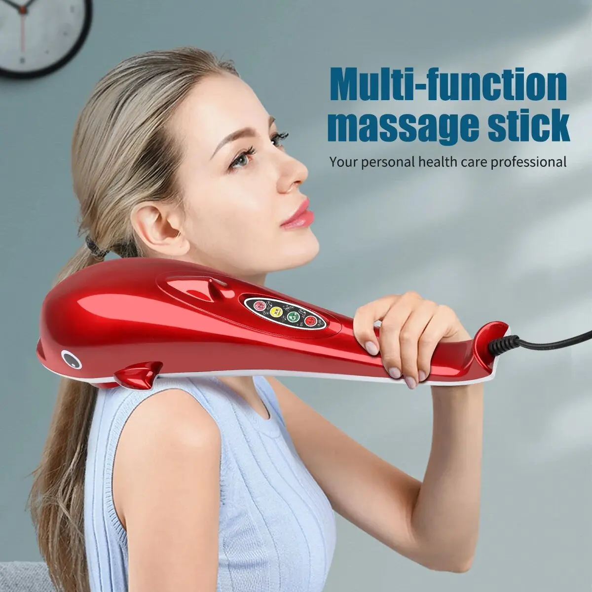 Elektrischer Handheld-Delphin-Vibrations-Infrarot-Hammer-Stick für Kopf, Schulter, Hals, Percussion, Halswirbelsäule, Taille, Ganzkörper-Meridian-Rückenschlag-Knetgerät
