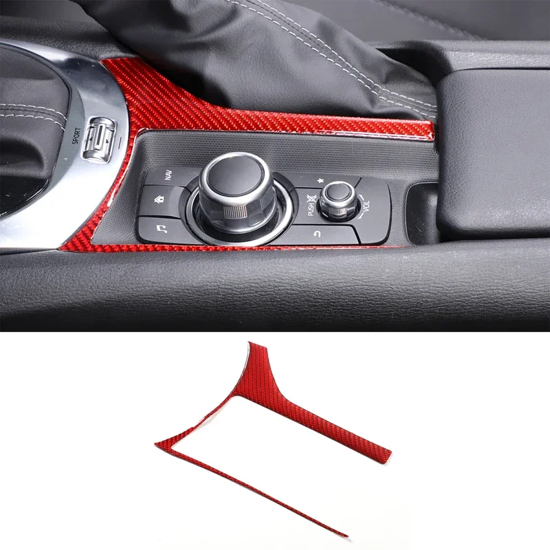 

For Mazda MX-5 2016-2024 soft carbon fiber car central control multimedia knob control outer frame sticker interior accessories