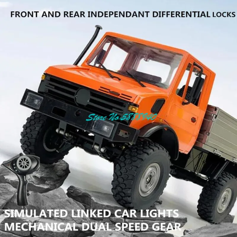 1:12 4WD Off-Road Military Remote Control Truck 5CH Linkage Lights Differential Lock Dual Motor Gear Shifting RC Car Truck Model