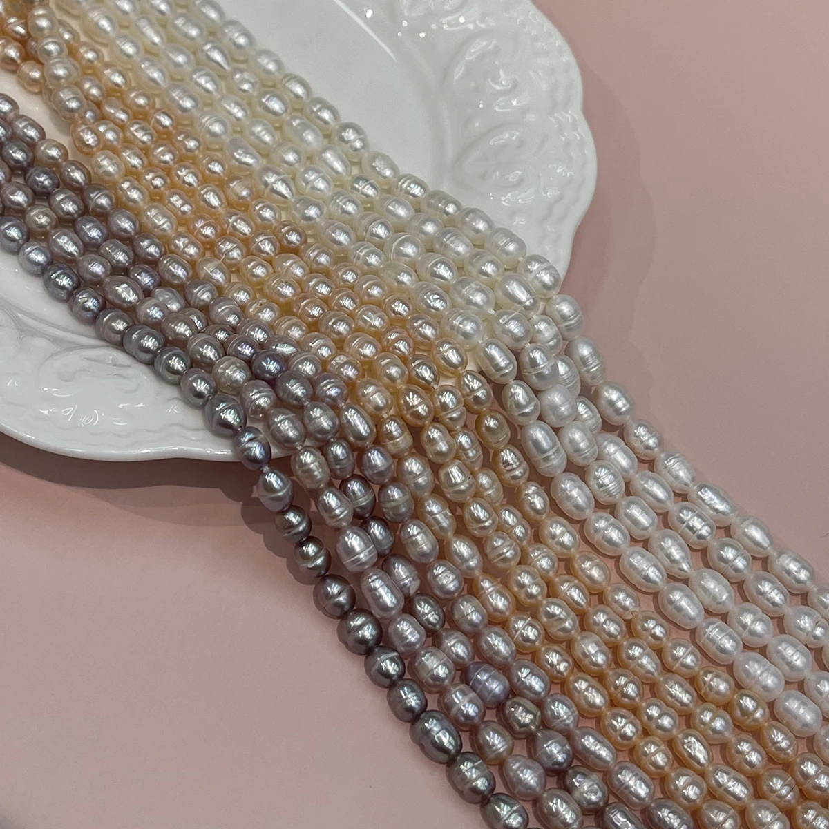 5‑6mm Natural Freshwater Rice - đánh giá và giá Natural Freshwater Pearl Strand Loose Beads