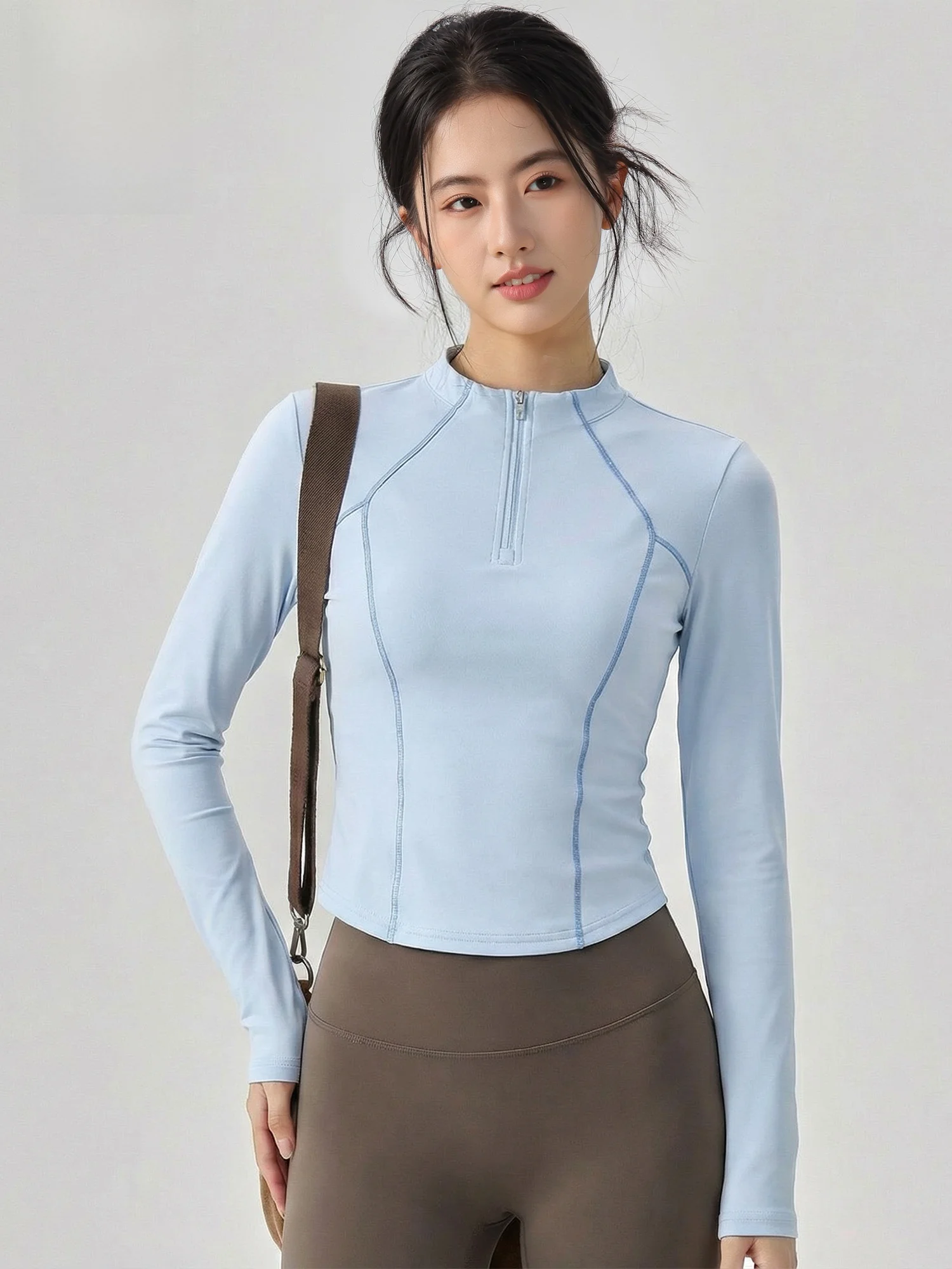 

Jeanswest Qui Dry Long Sve Yoga Sportswear Women's Spring Autumn f Zip Fitn Running Cycling Top ort Length