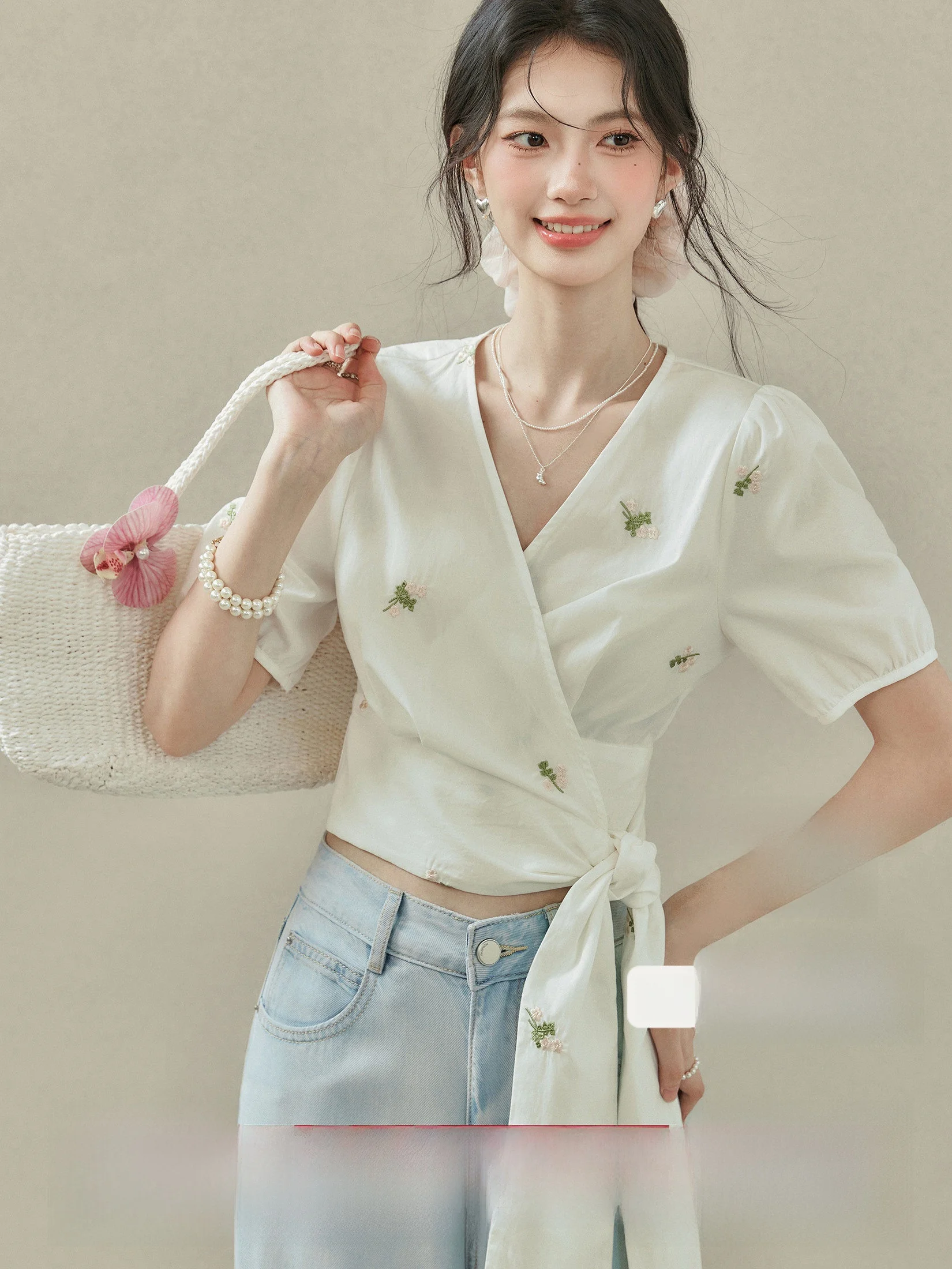 

Летний топ с перекрестными ремешками на талии irt ort Sve V-Ne с цветочным принтом, женский облегающий топ для поездок на работу, Bubble Sve, защита от ультрафиолета