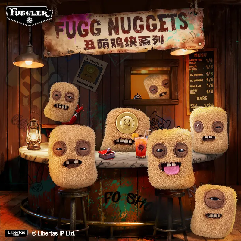 Peluche Fugg Nuggets, Caja Sorpresa Original Fuggler Colonel Chicken Nuggets, Monstruo Feo de Peluche de 6.5-9.5cm, Muñeco de Peluche, Regalos Lindos
