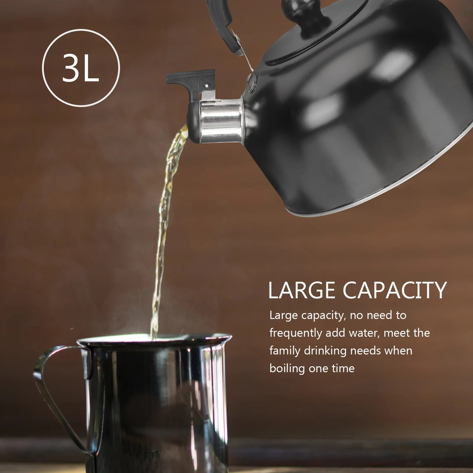 

3L Stainless Steel Tea Kettle Whistling Large Capacity Practical Safe Design Fast Boiling Easy Pouring