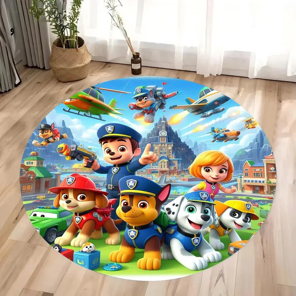 MINISO ديزني باو باترولز السجاد الدائري غرفة نوم الاطفال السرير البساط عدم الانزلاق لينة الكلمة حصيرة أريكة طاولة القهوة السجاد للديكور المنزل #1