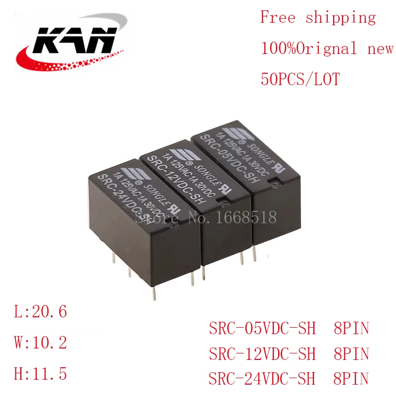 

Free shipping 50pcs relay SRC-05VDC-SH SRC-12VDC-SH SRC-24VDC-SH 5VDC 12VDC 24VDC 1A 30VDC 8PIN Original New