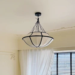 Candelabro de tela minimalista americano moderno, lámpara colgante para el hogar, sala de Estar, comedor, dormitorio, decoración nórdica, accesorios de iluminación interior